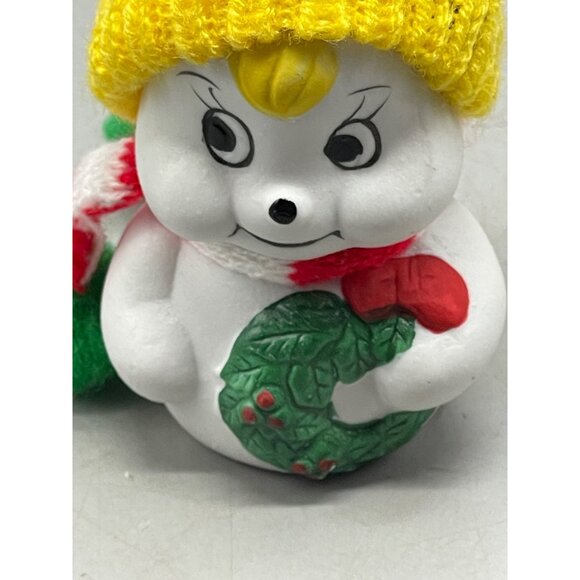 GIFTCO Snow Bells Porcelain Bear Bell Ornament Yellow n Green Knit Hat Xmas 3.5" - Picture 2 of 7